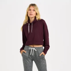 Halo Crop Funnel Neck | Cerise Heather
