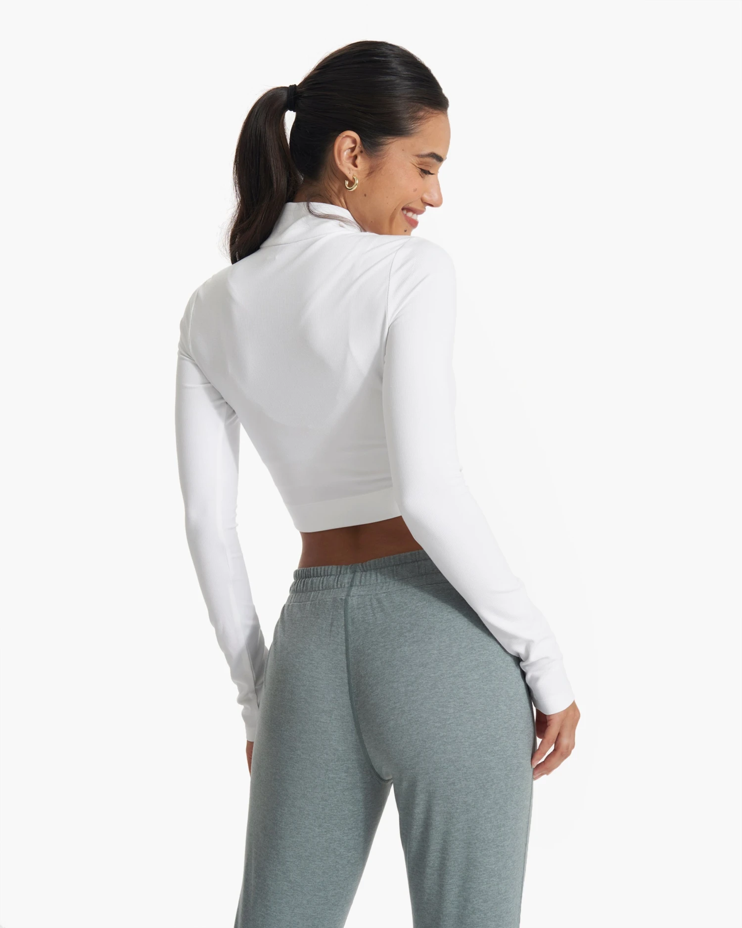 Lux Rib Half Zip | White 2 Lux Rib Half Zip | White - Image 2