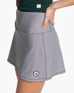 Volley Skirt | White Gingham Plaid -Vuori Clothing Store VW3005WGP FA23 W ECOMM SKIRTS DETAIL 6