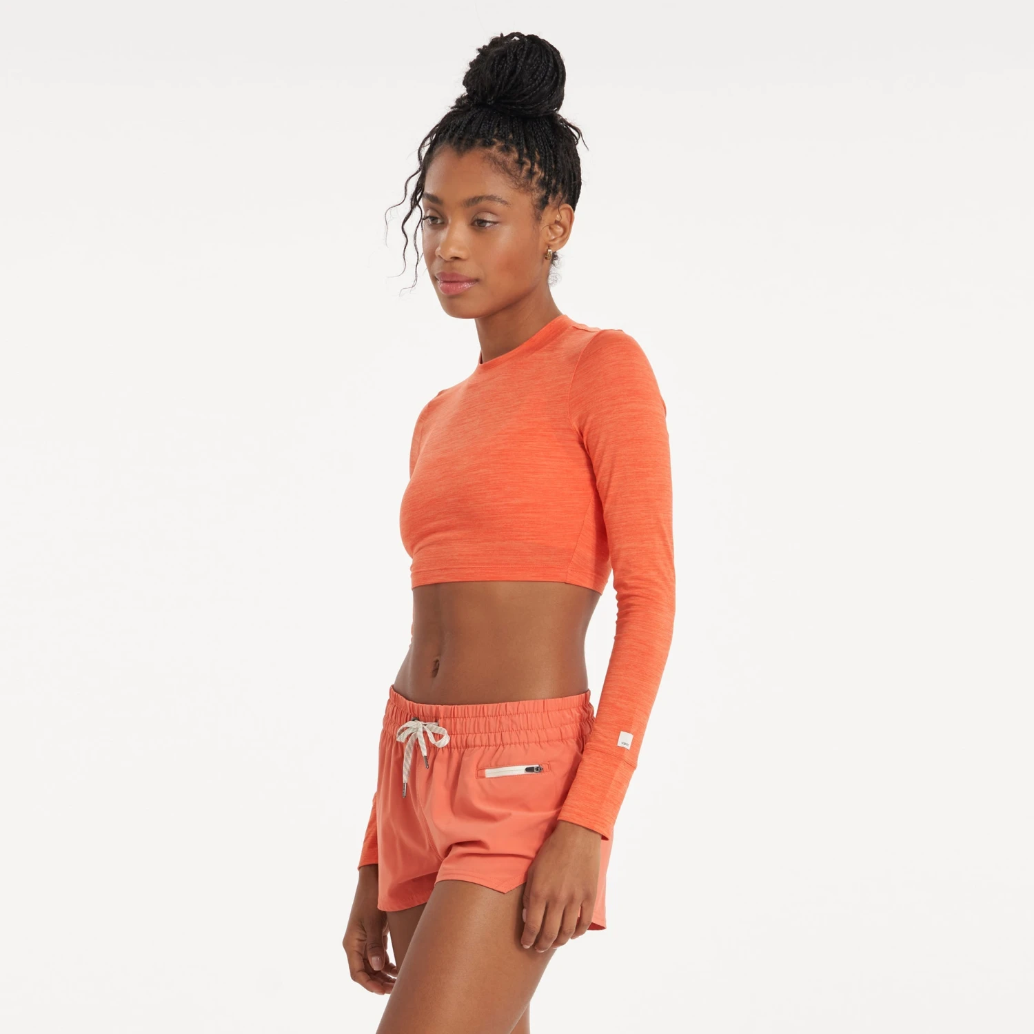 Long-Sleeve Lux Crop Tee | Grapefruit Heather 2 Long-Sleeve Lux Crop Tee | Grapefruit Heather - Image 2