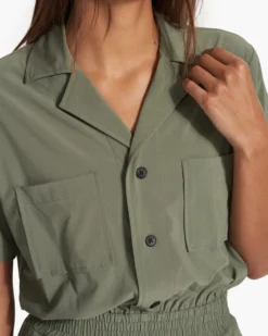 Villa Romper | Pistachio 9 Villa Romper | Pistachio -Vuori Clothing Store VW3056PSO FA23 W ECOMM SHORTS DETAIL 6