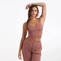 Halo Performance Crop | Light Terracotta Heather 10 Halo Performance Crop | Light Terracotta Heather -Vuori Clothing Store VW457LCH 3183