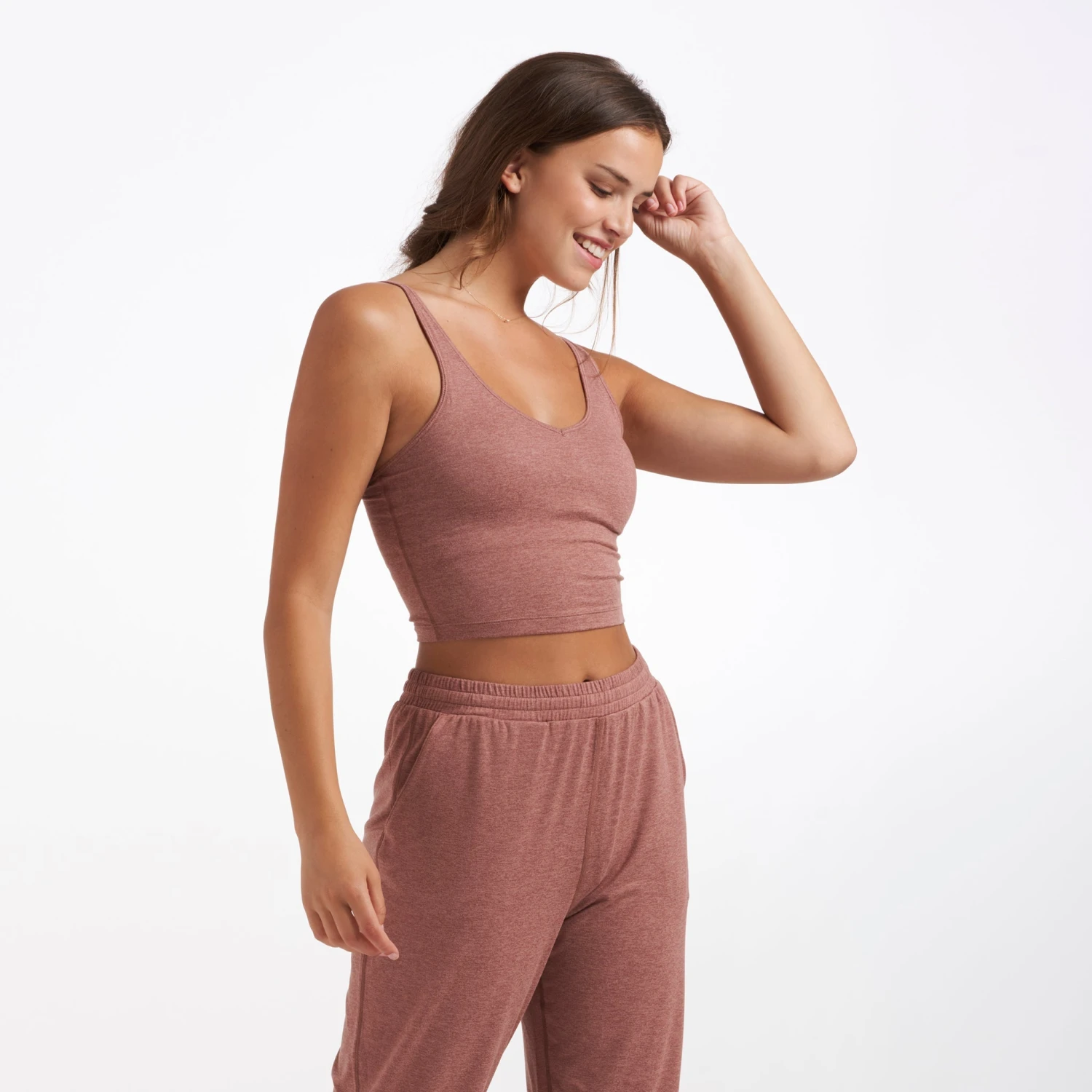 Halo Performance Crop | Light Terracotta Heather 3 Halo Performance Crop | Light Terracotta Heather - Image 3