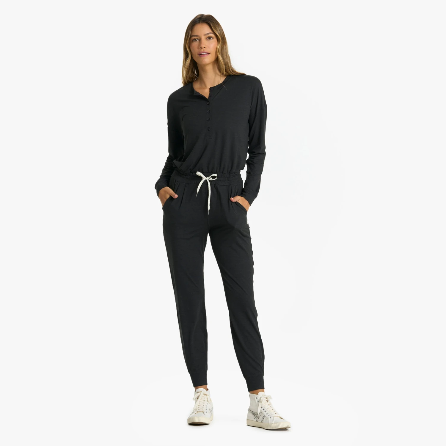 Lux Henley Jumpsuit | Black Heather 2 Lux Henley Jumpsuit | Black Heather - Image 2