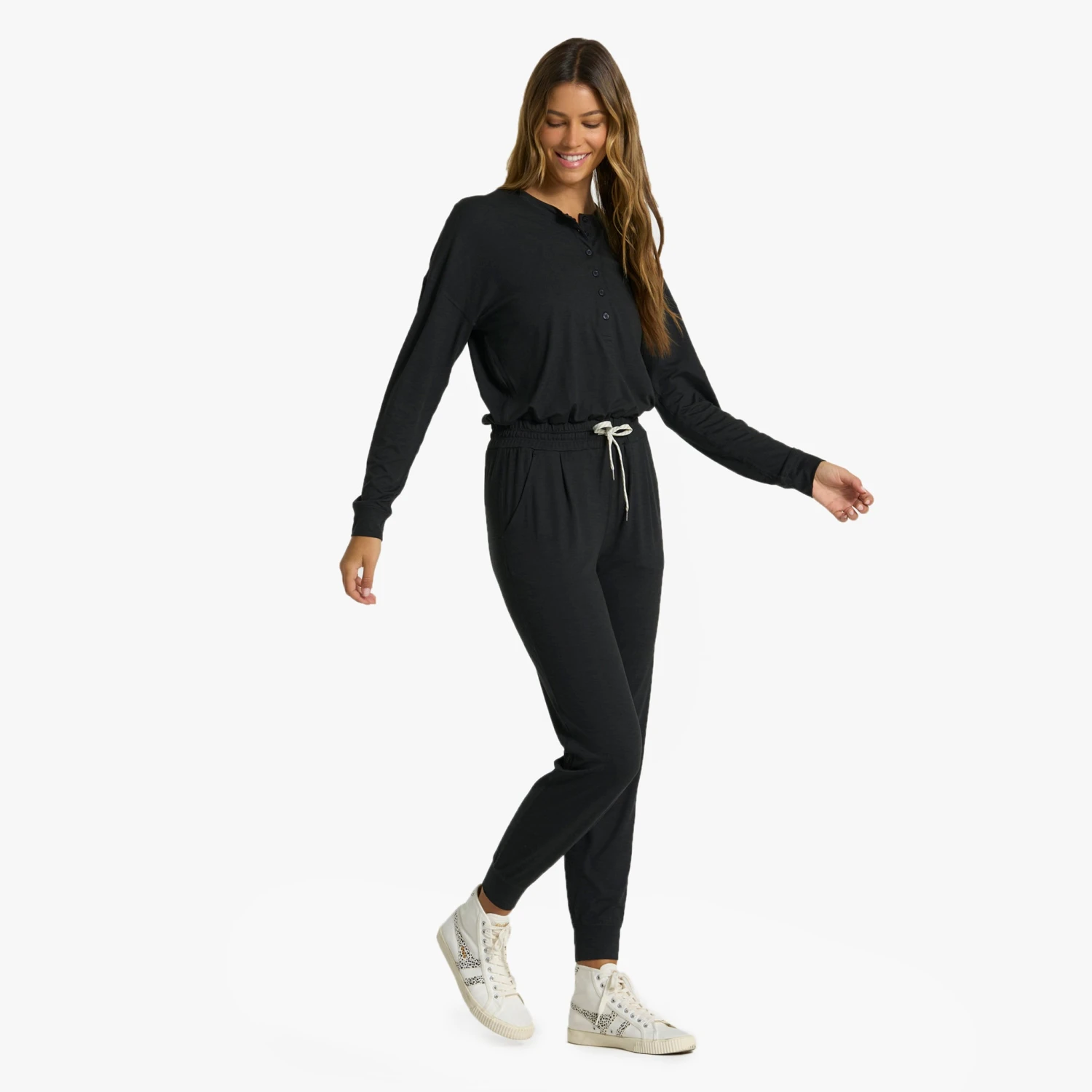 Lux Henley Jumpsuit | Black Heather 3 Lux Henley Jumpsuit | Black Heather - Image 3