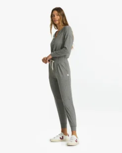 Lux Henley Jumpsuit | Heather Grey